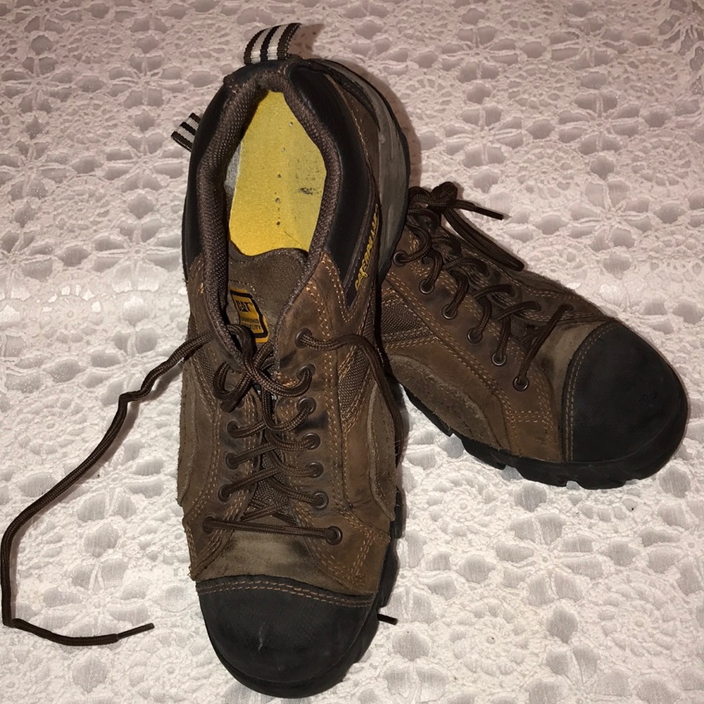 Men’s CAT Brown Athletic Work Shoes Sz 11 Wide Width STK P89957 Composite Toe